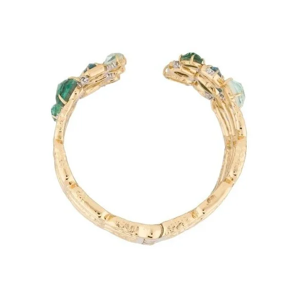 *GOLD RARE VINTAGE ALEXIS BITTAR MOSAIC LUCITE HINGED BRACELET CUFF 14K RHODIUM - Picture 3 of 9